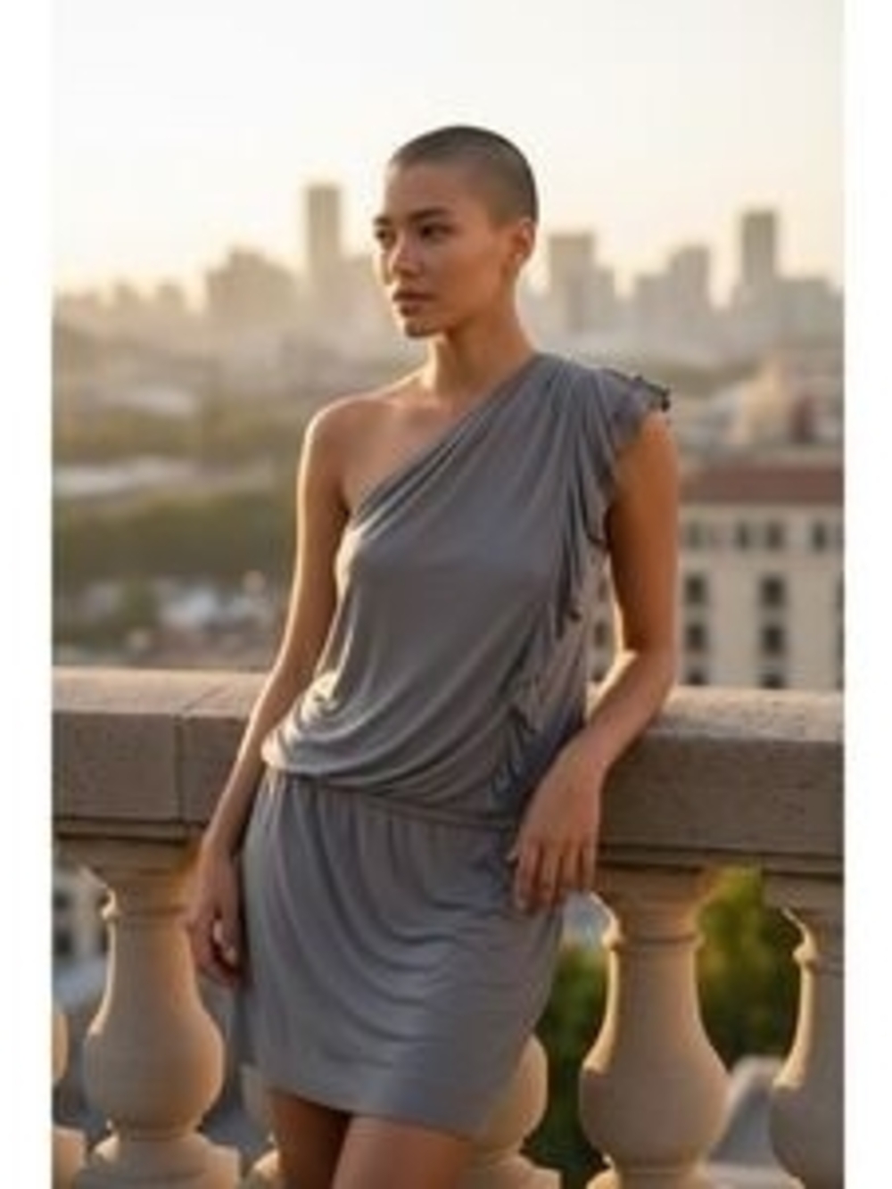 Express One-Shoulder Gray Dress